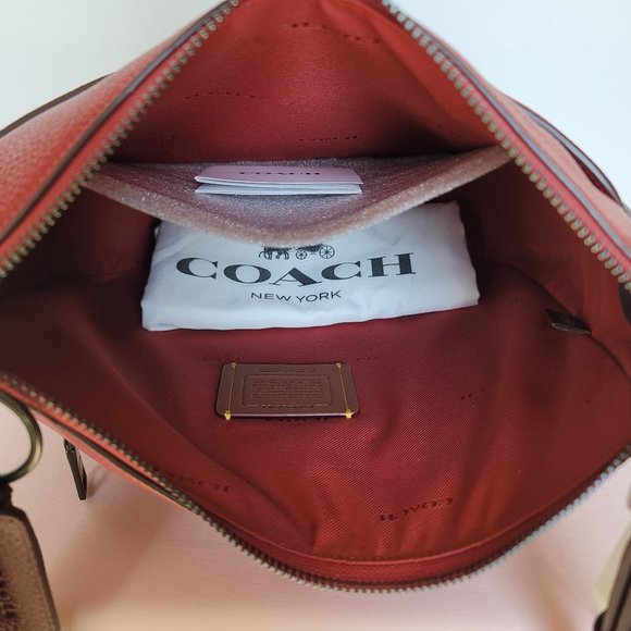 COACH Chaise Colorblocked Pebbled Leather Crossbody- Brick Red Multi 🎈$195. ⭐ - Picture 12 of 16